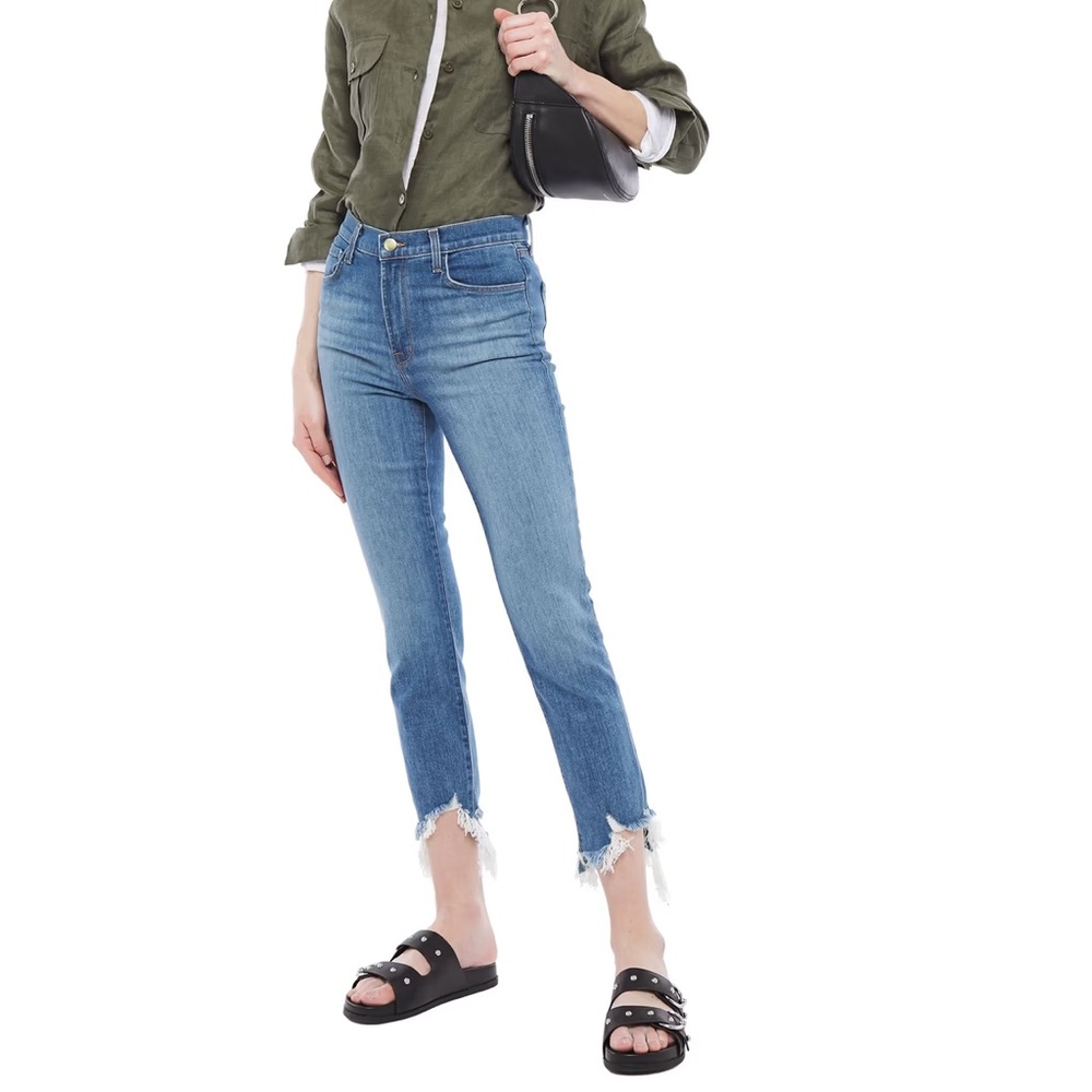 J Brand Ruby High Rise Frey Hem Crop Jeans
